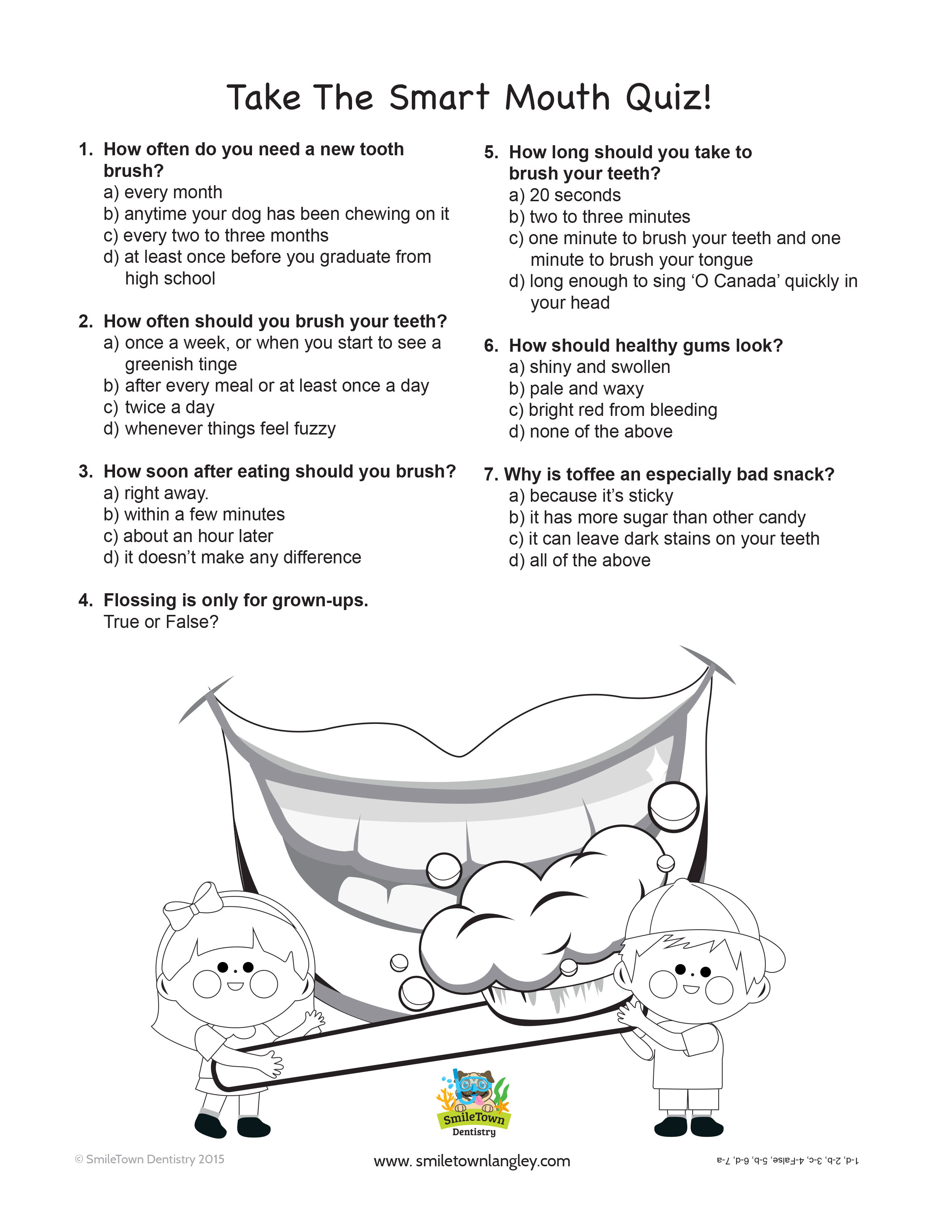 Smart Mouth Quiz, Langley Childrens Dentist